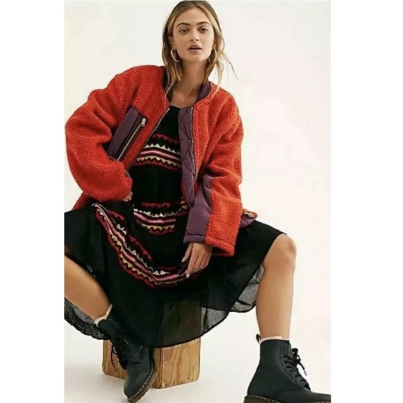 M FREE PEOPLE Rivington Sherpa Bomber Jacket Chili - Picture 3 of 9